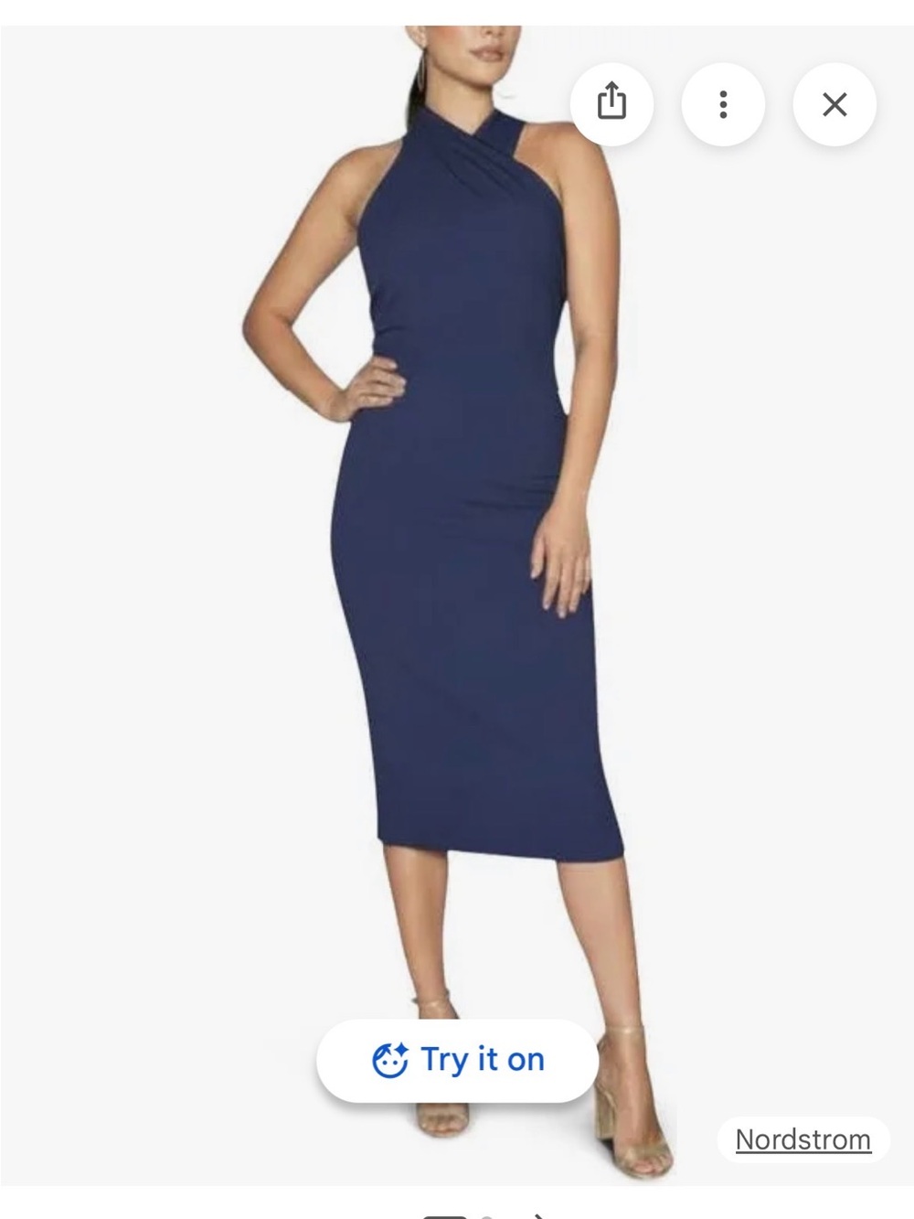 RACHEL Rachel Roy Navy Textured Halter Midi Skirt